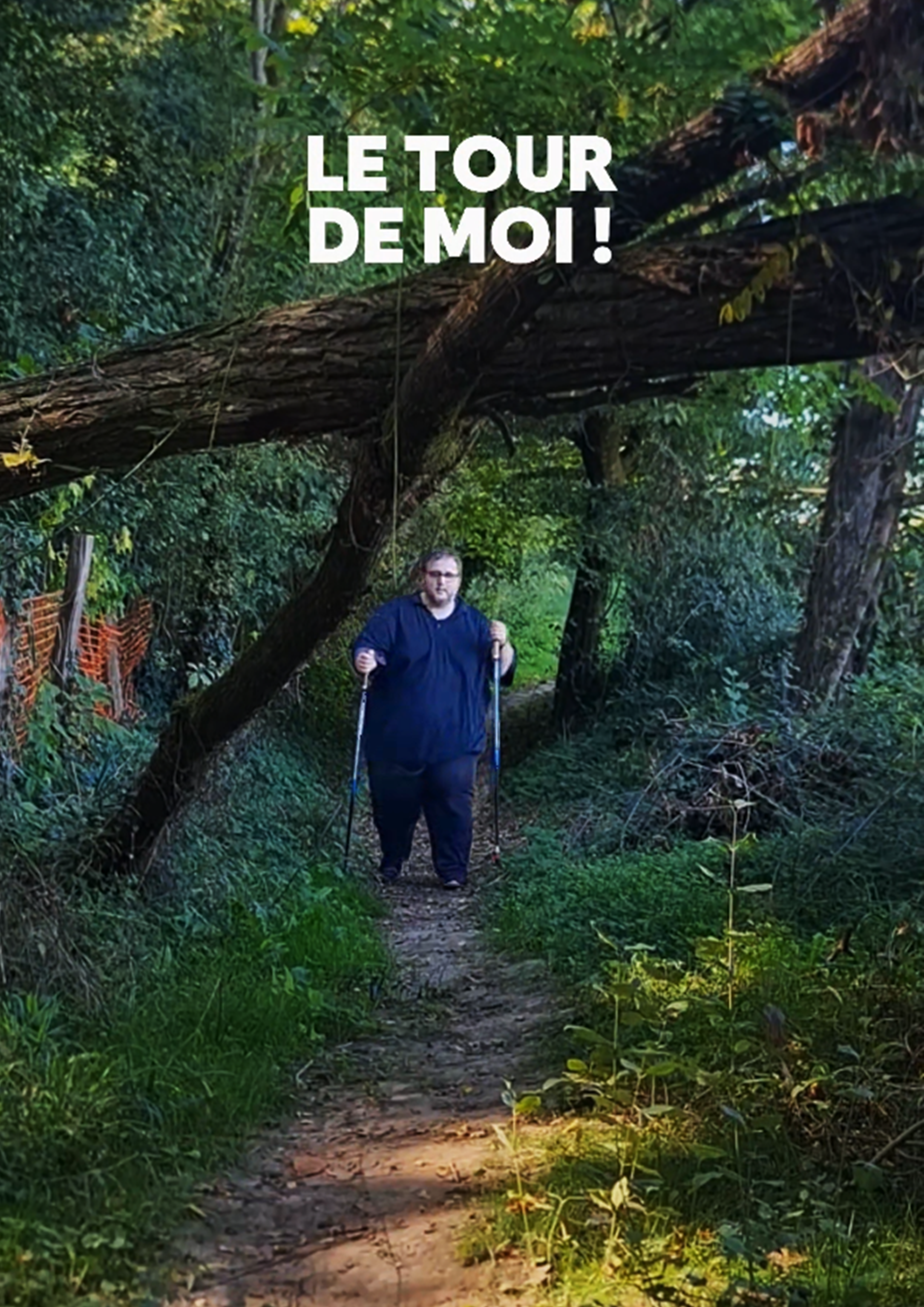 Mickaël sur un chemin en pleine nature, avec le texte Le Tour de Moi